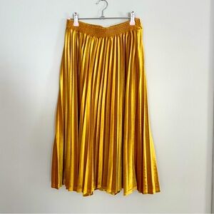 A New Day Gold Suede Pleated Midi Skirt size xs